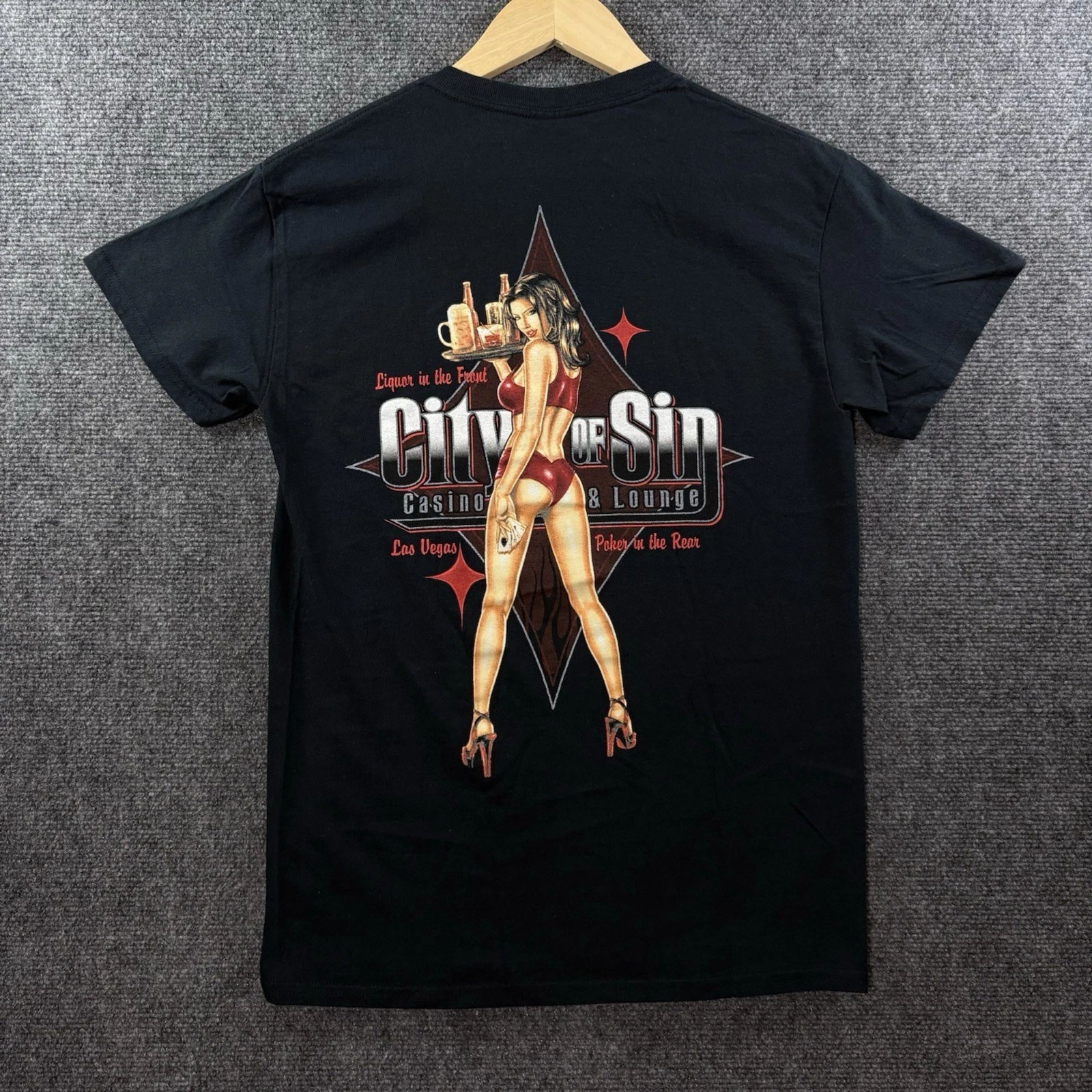 City of Sin Casino & Lounge T Shirt Adult S Black Las Vegas Poker Strip Club