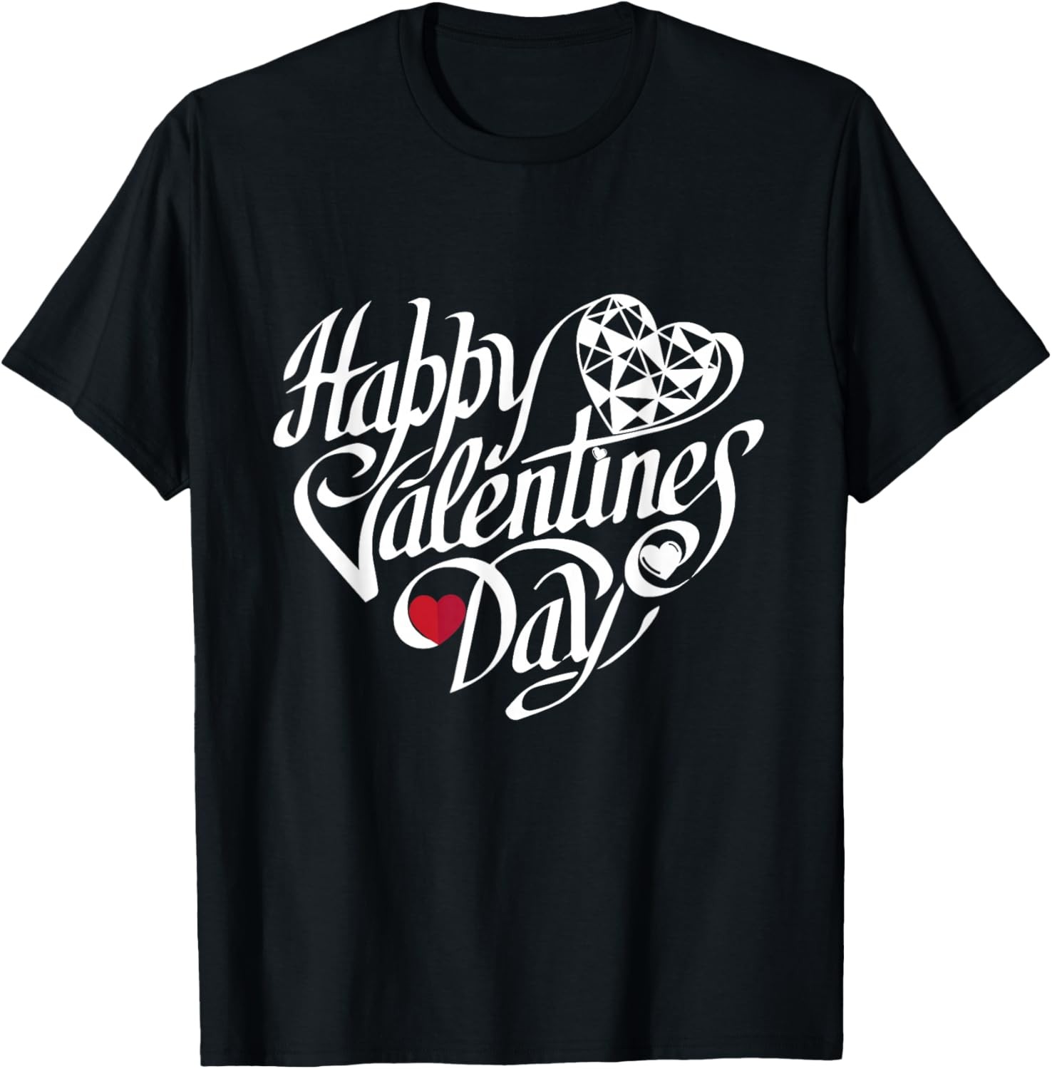 Happy Valentine&rsquo;s Day Women Girls Diamond & Heart Valentines T-Shirt