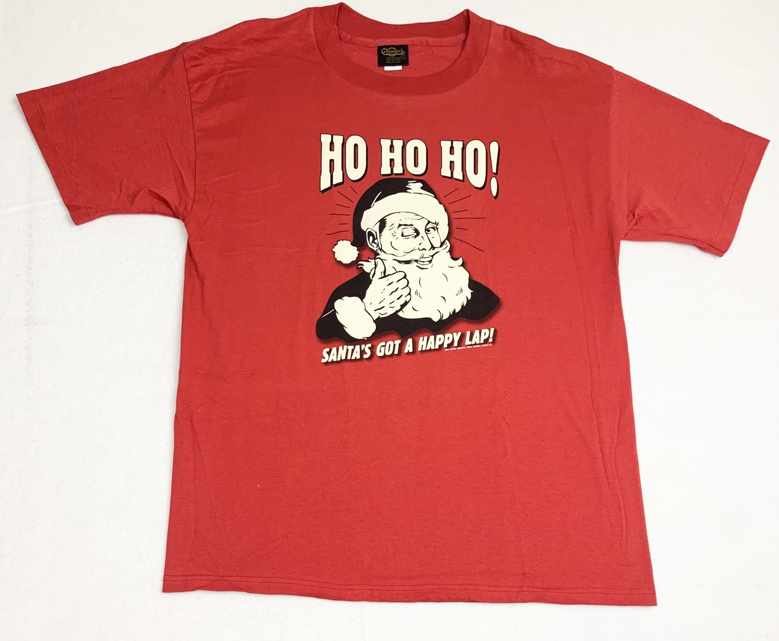 Vintage 90s Changes Santa T-Shirt Large Red Burgundy Single Stitch 1999