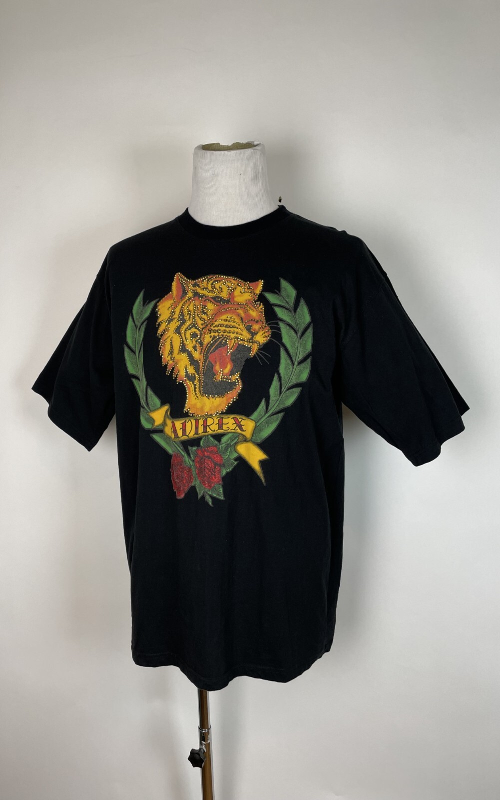 Avirex Tiger Embellished Gold Jewel Rose T-Shirt Black Men’s XL