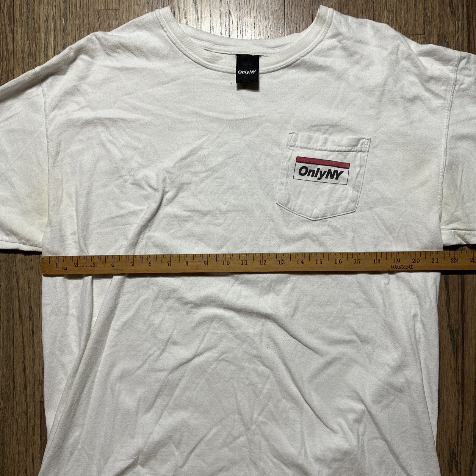 Only NY Box Logo Pocket Tee Shirt SZ XL White Streetwear Hiphop Rap Hypebeast