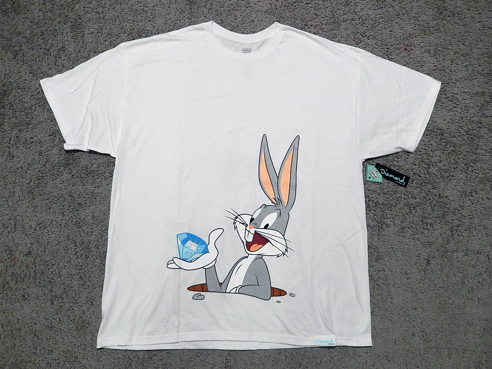 Diamond Supply Co x Looney Tunes Bugs Bunny men&rsquo;s white t-shirt XXL warner bros