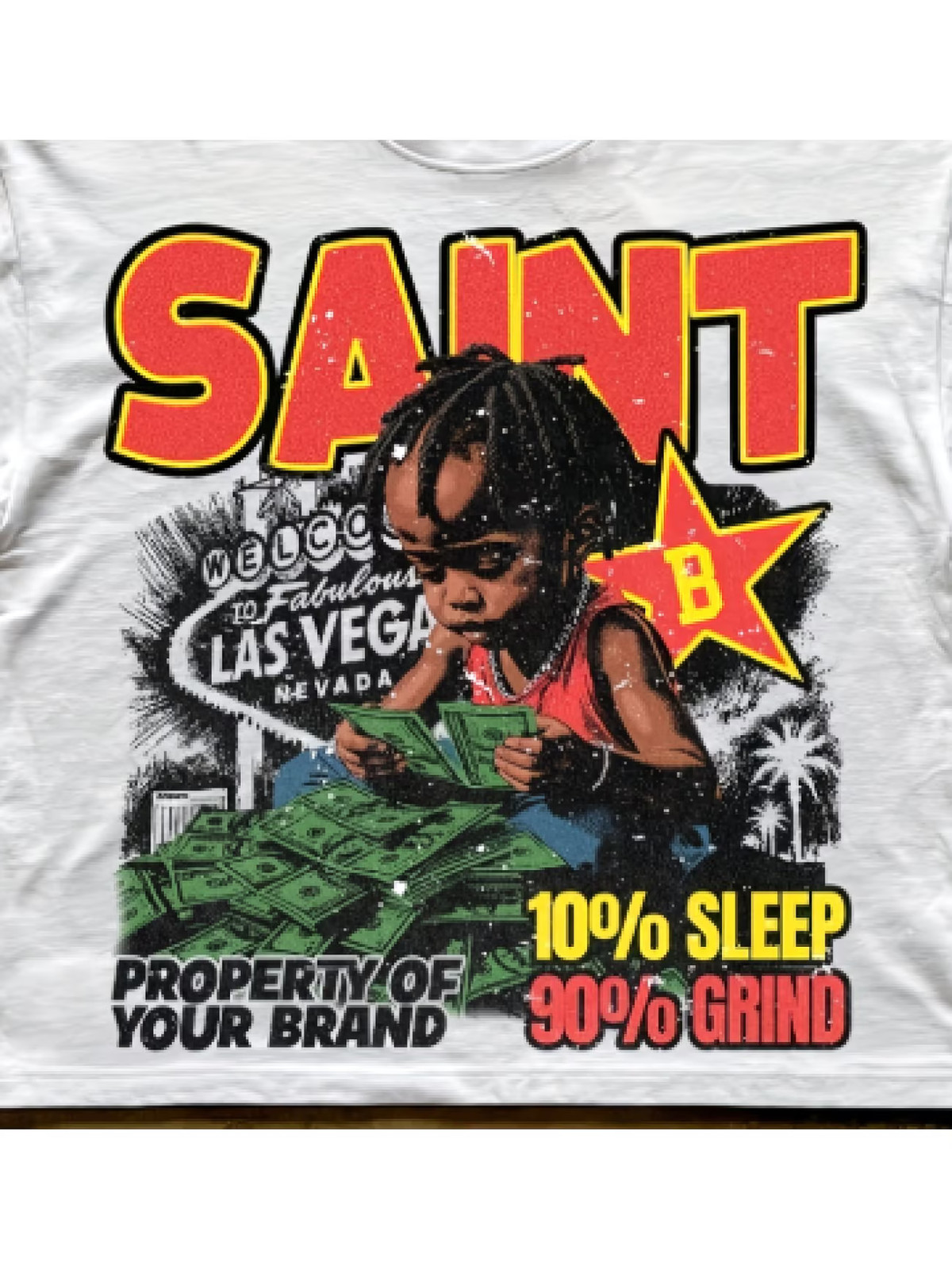 Men&rsquo;s Las Vegas Print T-Shirt – « Sin Vegas » Graphic Crew Neck Tee, Lightweight B