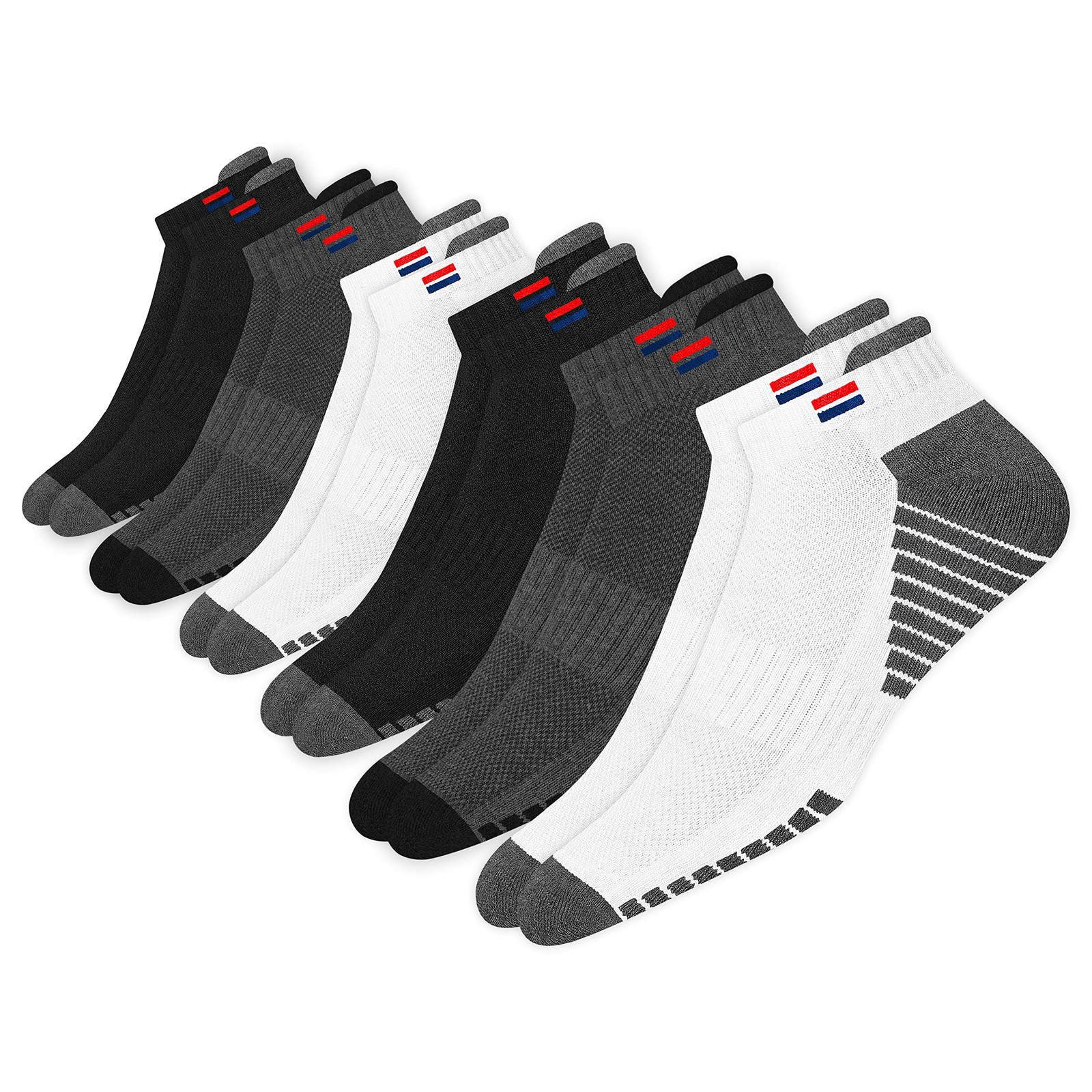 6 Pairs Ankle Socks Men Women Cushioned Running Training Socks, Pack of 6, 9-12