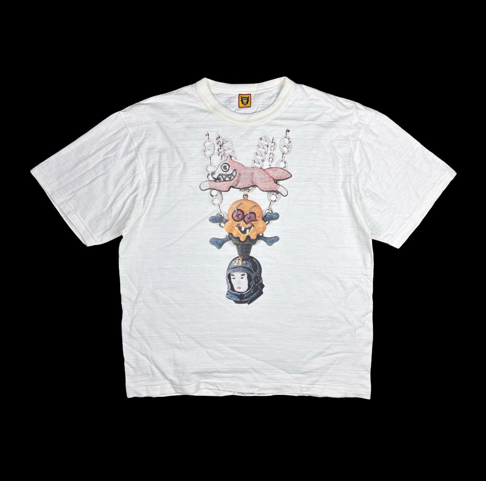HUMAN MADE BBC Nigo Chains Graphic Logo White Short Sleeve T-Shirt Size L