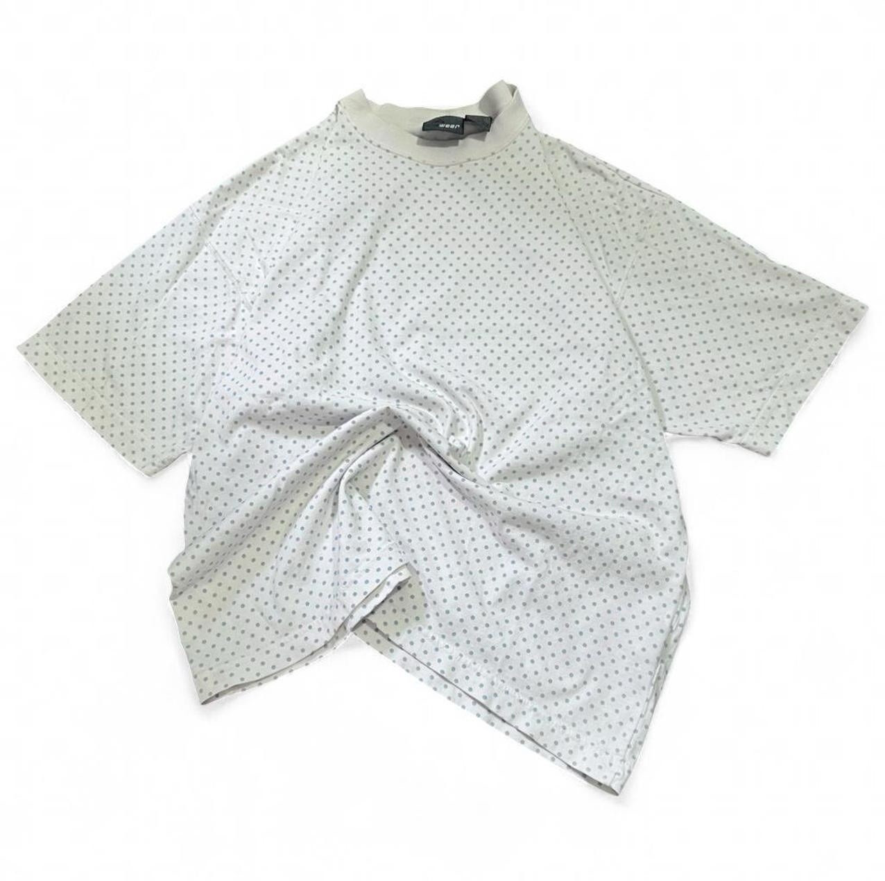 Zara White/Blue Polka Dot Logo Jersey Crewneck Short Sleeve T-Shirt Men’s S
