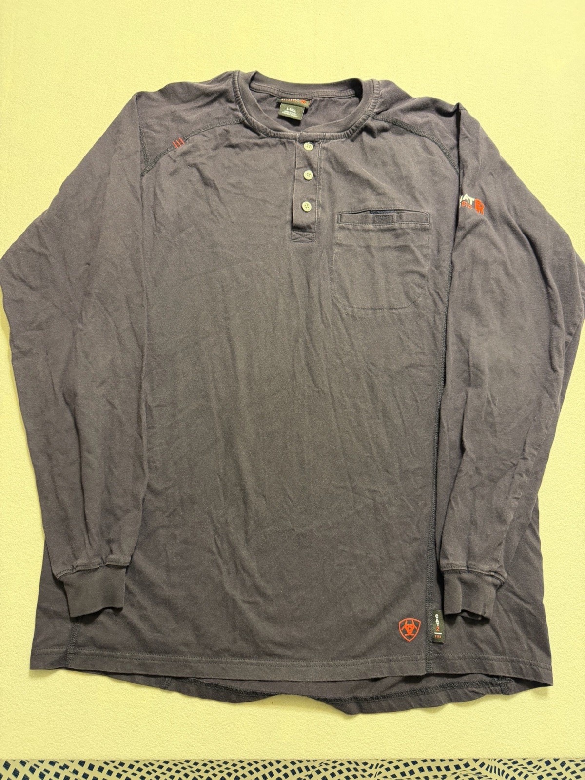Ariat Mens Henley Shirt Large Tall Navy Blue FR Work Crew 47