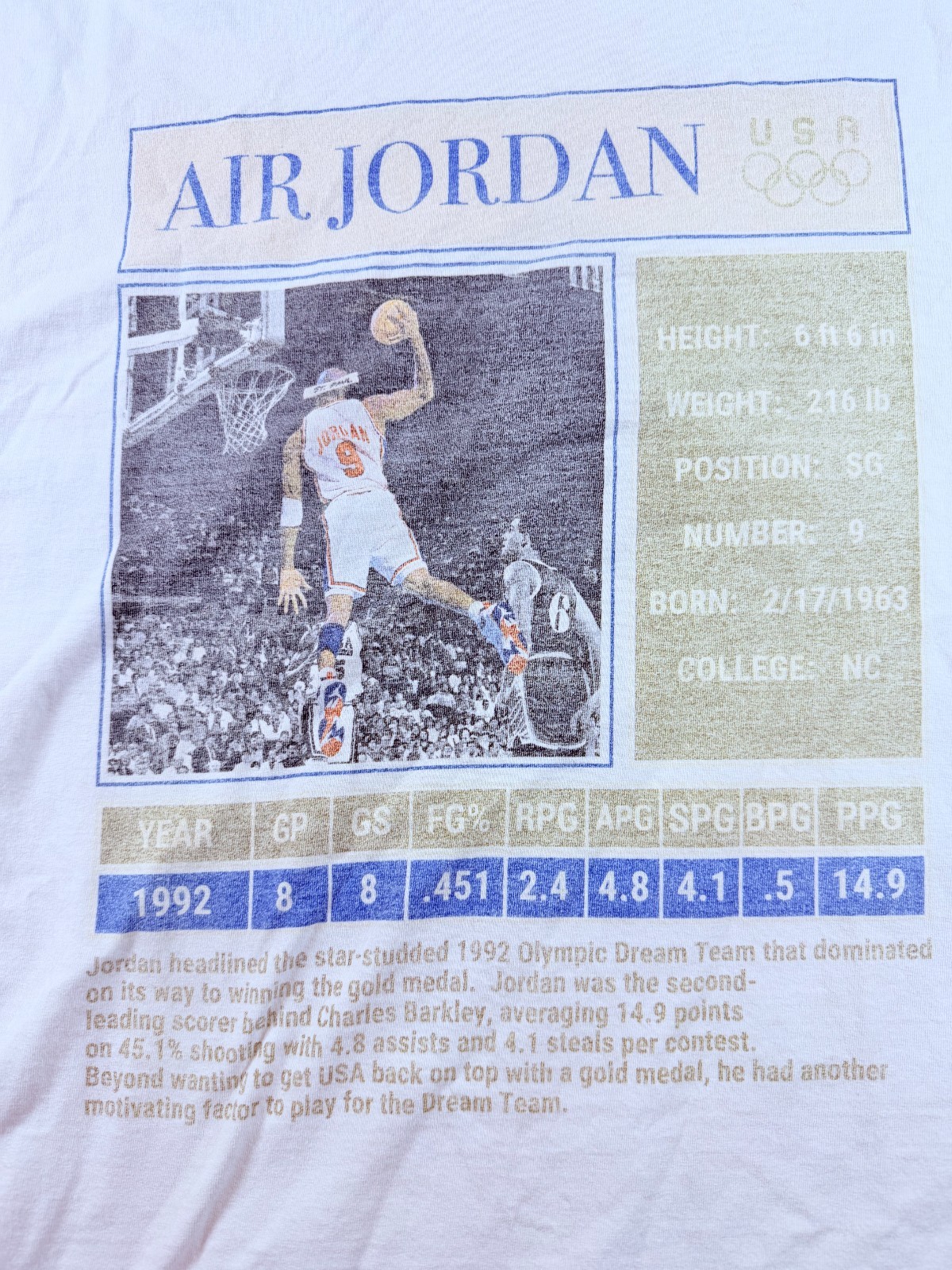 Michael Jordan USA Olympic Team Graphic Tee 2XL Shaka Wear Super Max Heavy