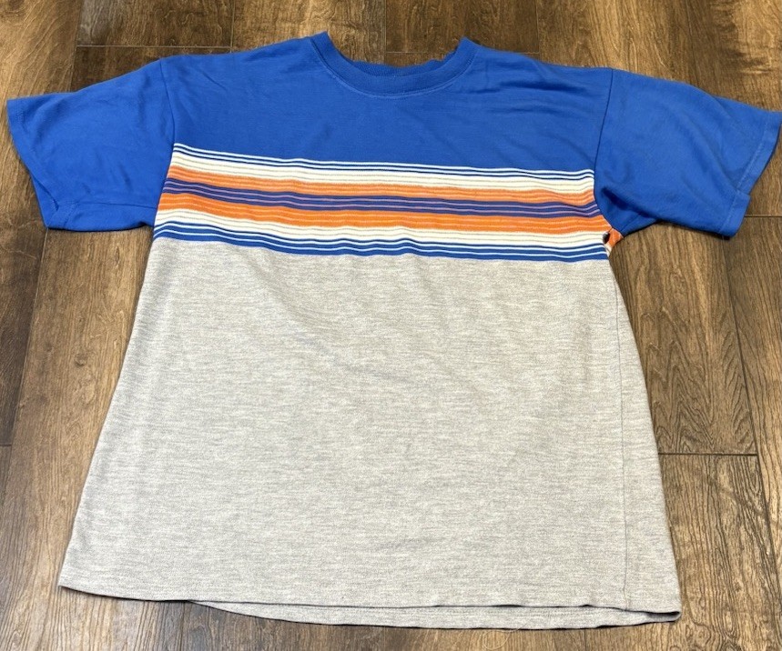 Vtg 90’s Rush Brand Striped T Shirt Mens Large Grunge Surf Skate Y2K Acrylic