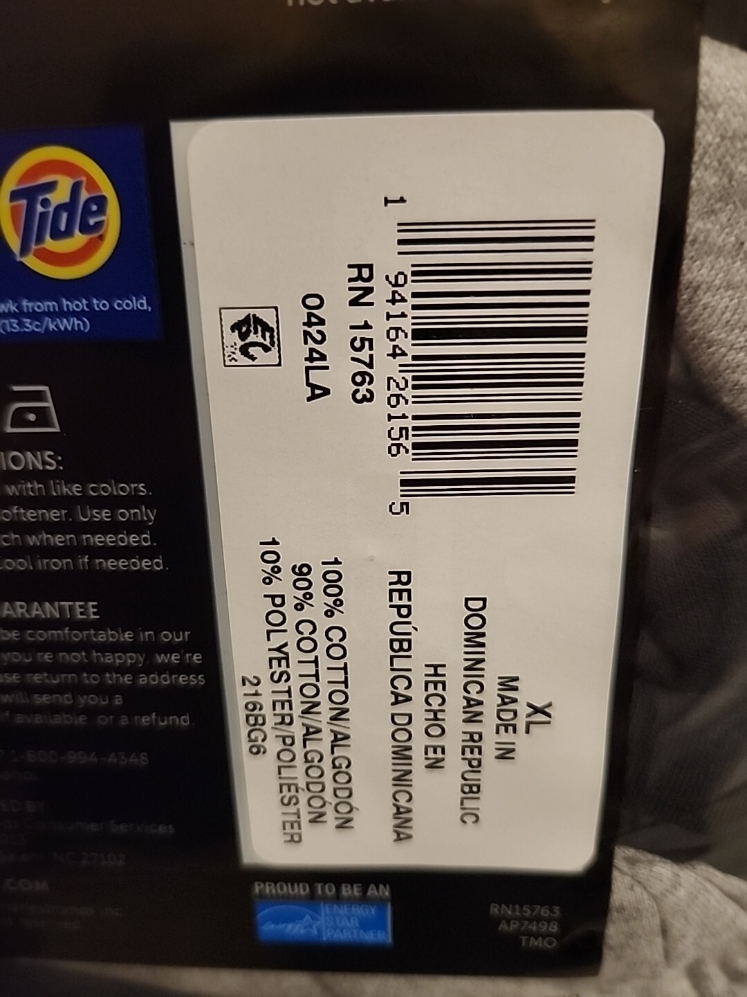 Hanes 6-pack Mens T-Shirt Moisture-Wicking Cotton Crewneck Tees Black, Gray XL
