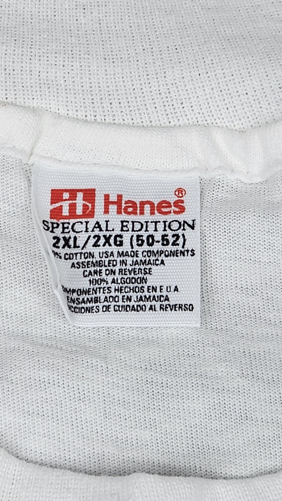 Vintage Hanes White Blank Tee T Shirt Mens 2XL White Single Stitch Crewneck NOS