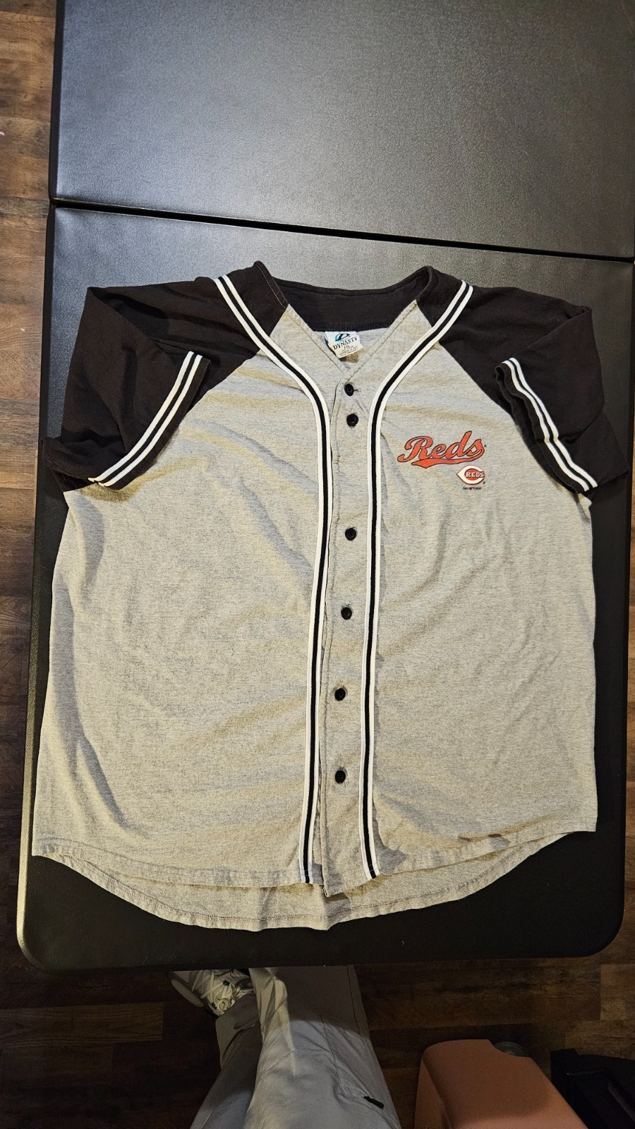 Vintage 2000 Sean Casey Cincinnati Reds Dynasty Button Up Raglan Shirt Mens 2XL