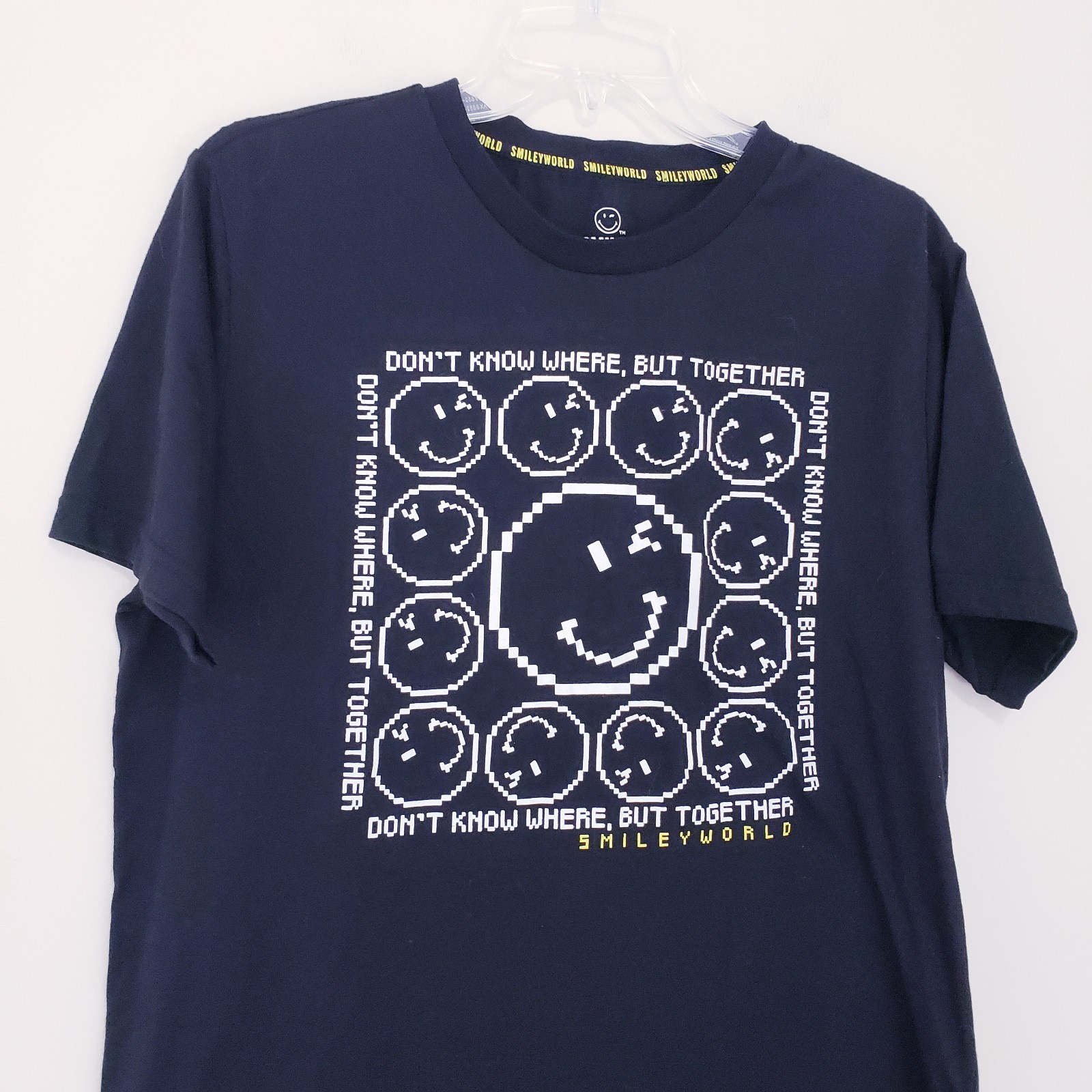 Smiley World Black Graphic T-Shirt Don&rsquo;t Know Where But Together Large Rare