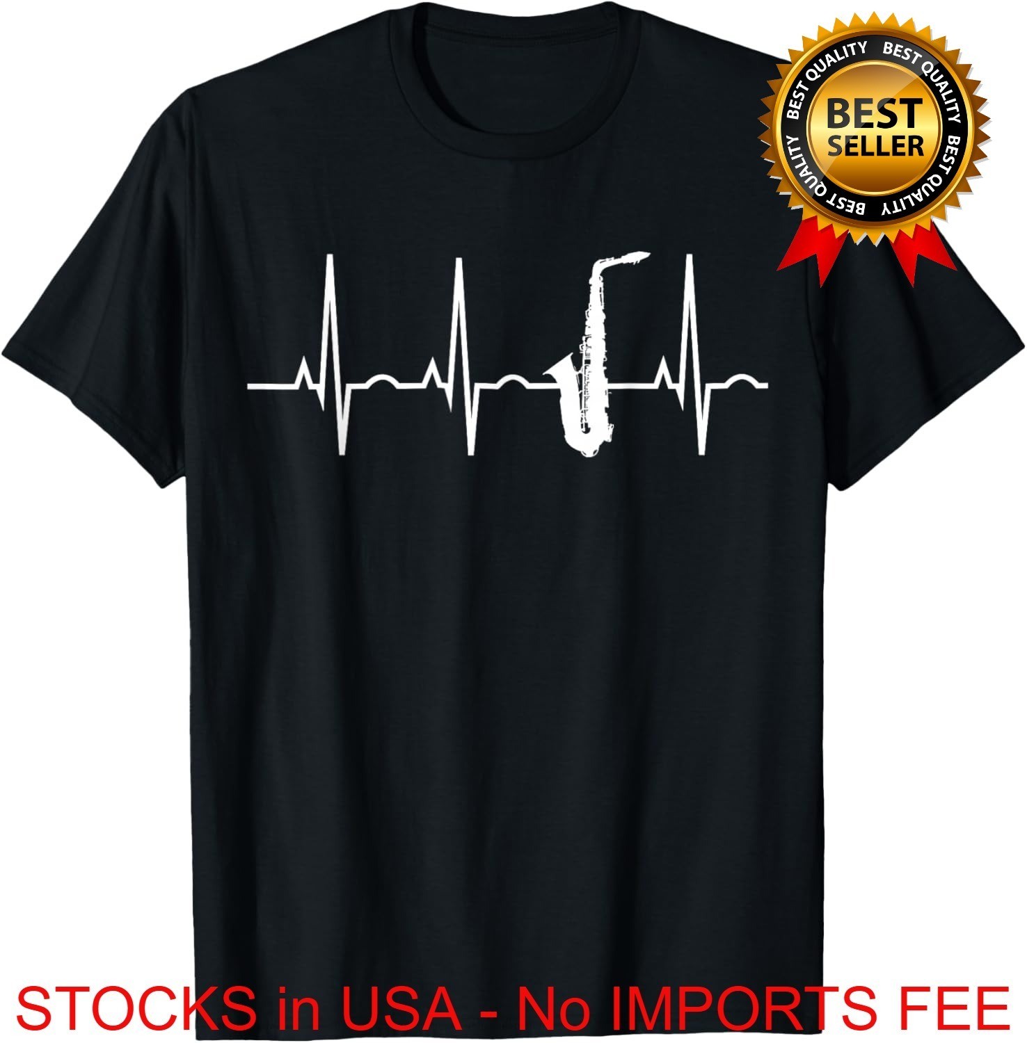 Saxophone Heartbeat Shirt Music Lover Tee Hot Deal T-Shirt S-4XL