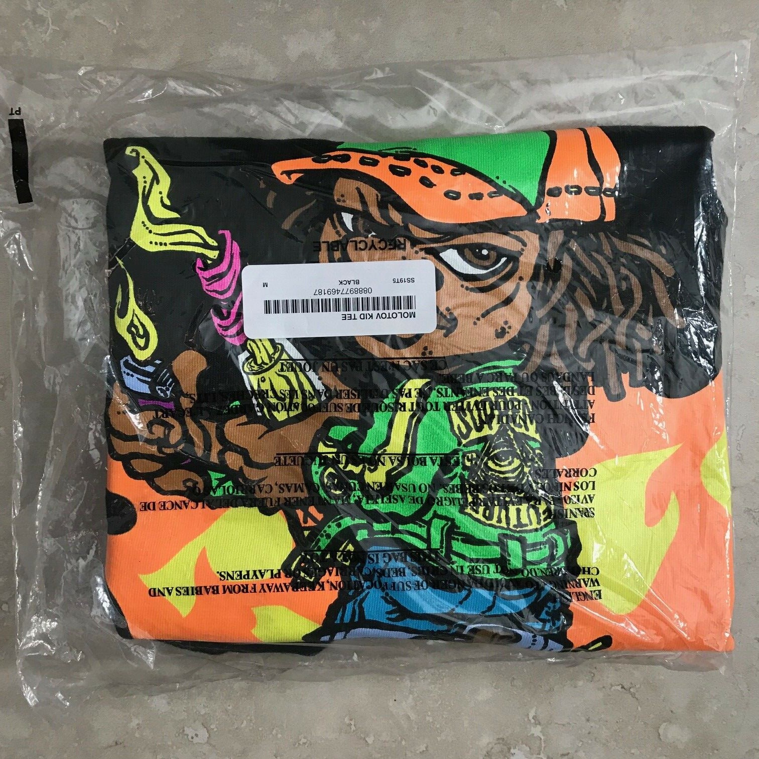 SUPREME Molotov Kid T-SHIRT Black Size Medium Box Logo Mark Gonzales ANDY HOWELL