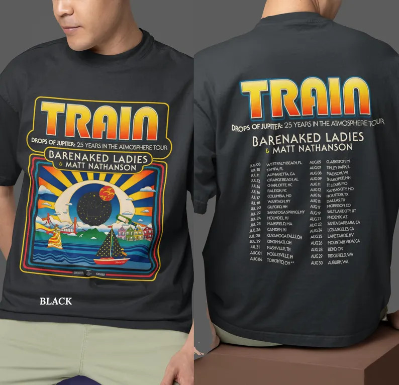 unisex Train Tour 2026 Concert Shirt, 25 Years in the Atmosphere Tee, Retro Musi