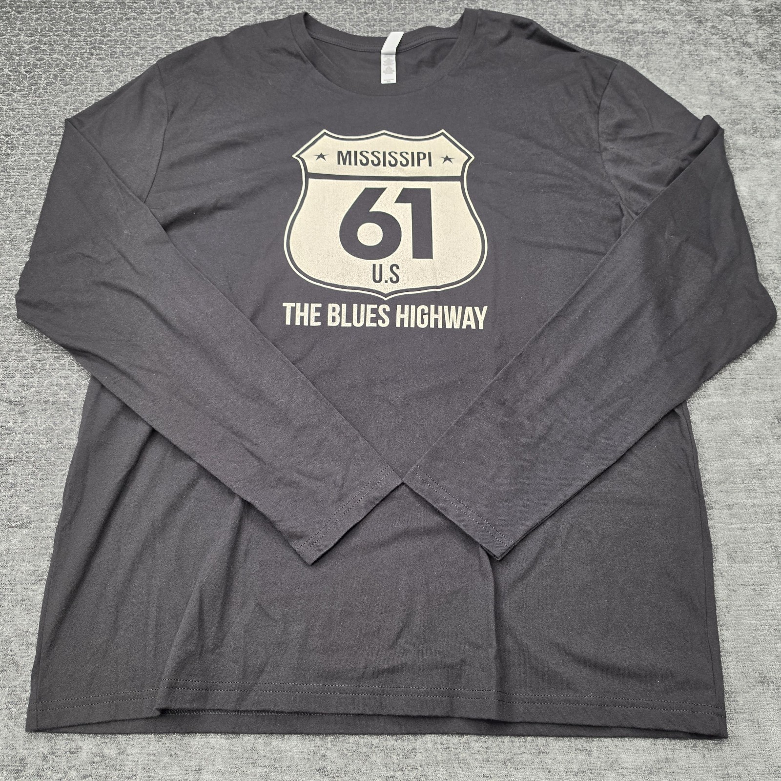Mississippi 61 The Blues Highway Black Cotton XXL Long Sleeve Graphic T-Shirt
