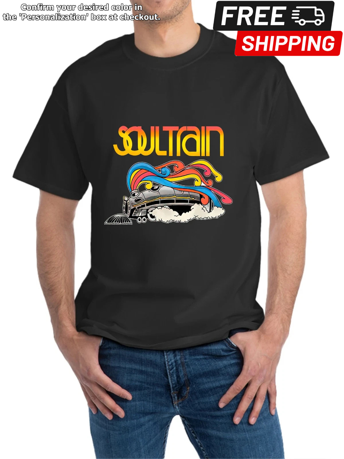 Men&rsquo;s Retro Soul Train Graphic T-Shirt – Black Casual Short Sleeve Cotton Tee wi