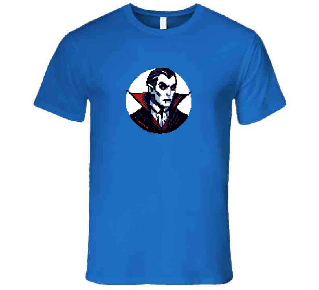 Dracula Vampire Retro Pixel Art 8 Bit Design Graphic Rare Gift T Shirt