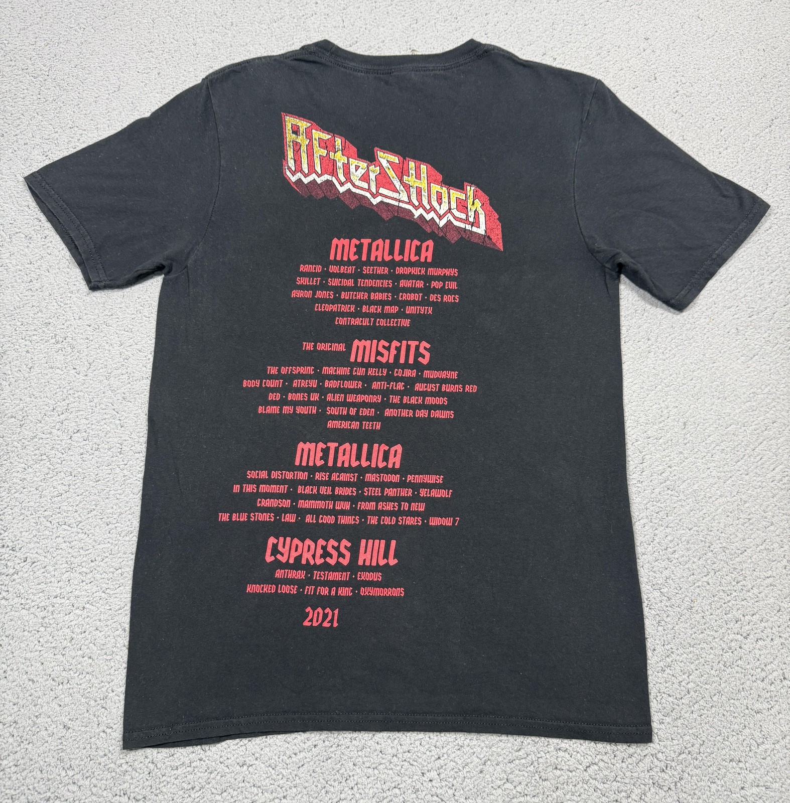 Aftershock Festival Shirt Mens Small Black Metallica Misfits Cypress Hill Gildan