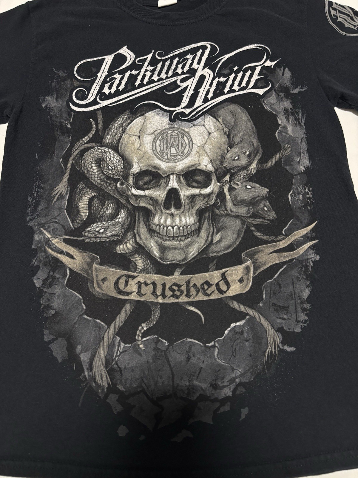 2015 Parkway Drive Crushed Skull Band T-Shirt Size S Ire Album Era Metalcore PWD