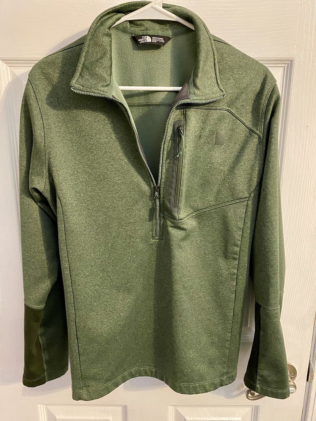 The North Face Shirt Mens Medium Green Quarter Zip Pullover Sweater With Pocket