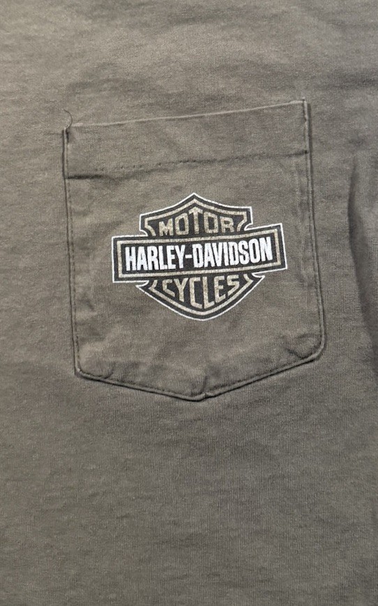VTG Harley Davidson T-Shirt Mens Medium Green Long Sleeve ATX Central Texas USA