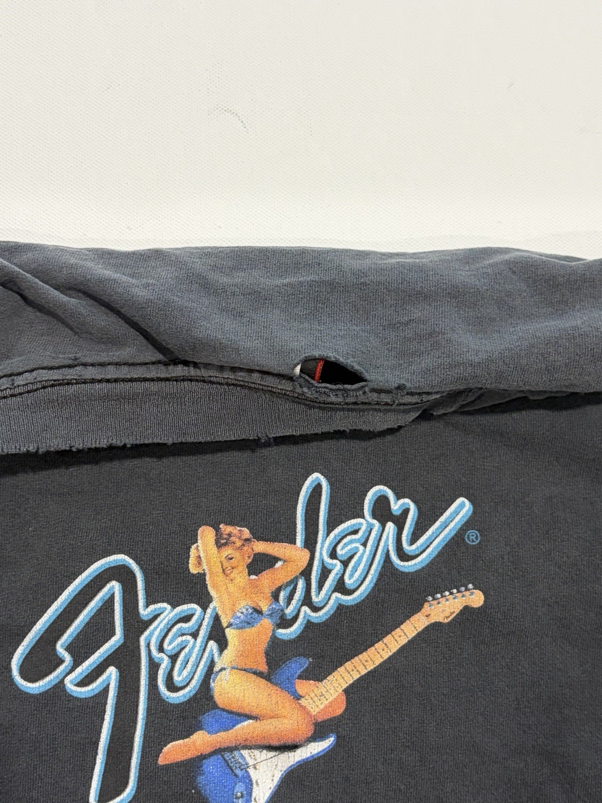 VTG Fender The Collection by Davina Black Graphic Logo Crew Neck T-Shirt Men&rsquo;s L