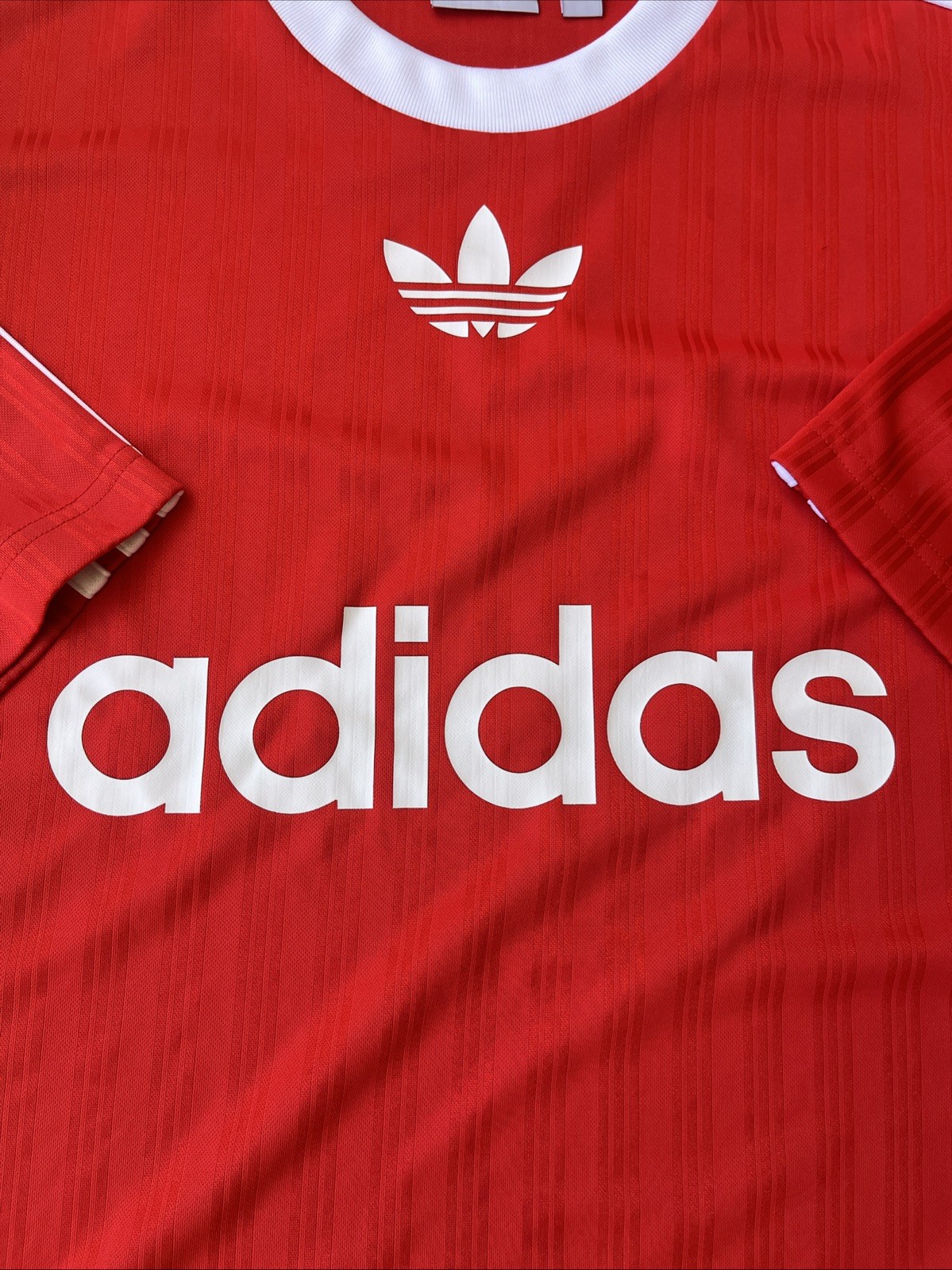 Adidas Original Trefoil Adicolor PolyTee Shirt Men Size L IM9458 Red Scarlet