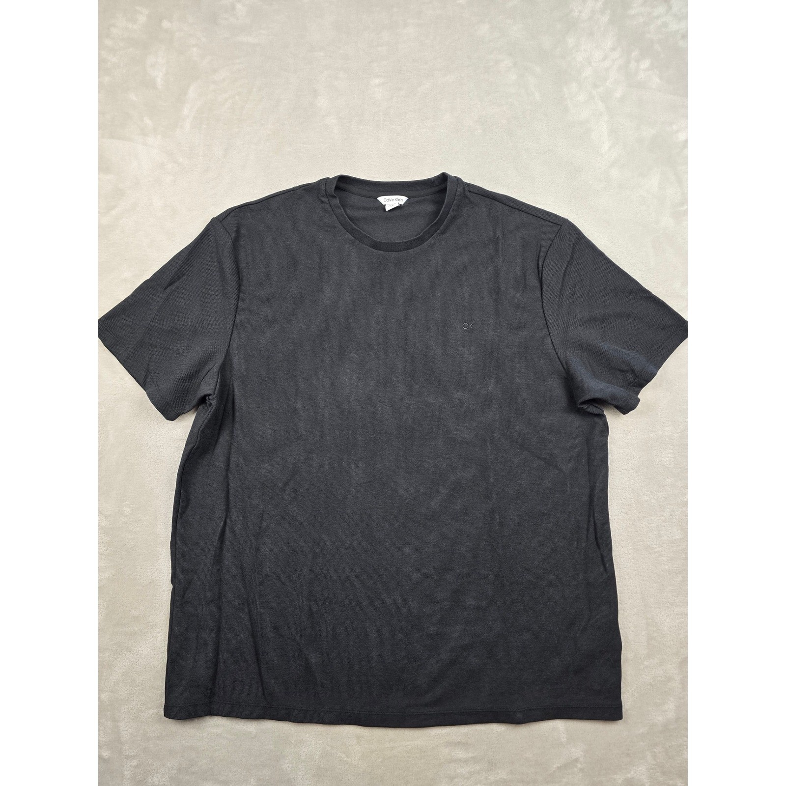 Calvin Klein Refined Knit T-Shirt Mens 2XL Black Short Sleeve Crew Neck