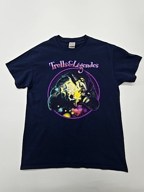 Gildan Boys Navy Heavy Cotton Trolls Graphic T-Shirt Size M New