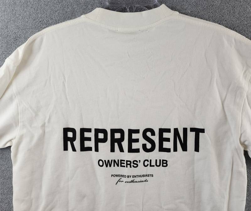REPRESENT Owners Club Oversized Fit T-Shirt Mens XS Flat White Crewneck Pullover