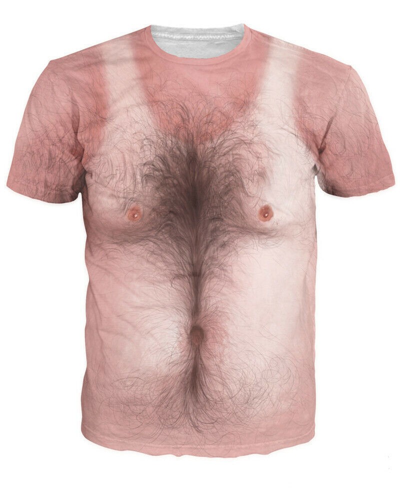 3D T-Shirt Funny Hairy Chest Muscle Print Men Women Short Sleeve Tops Tee S-6Xl