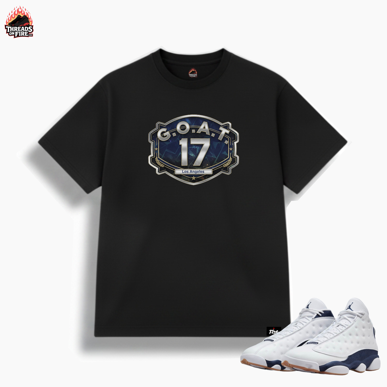 Men&rsquo;s Black Blue T-Shirt To Match Air Jordan 13 Midnight Navy