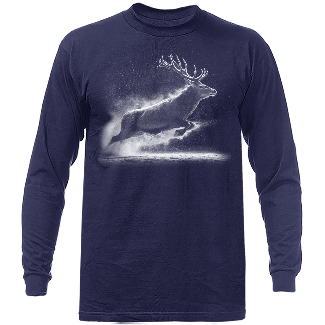 Buck Jumping Whitetail Deer Hunting Wildlife Wilderness Long Sleeve