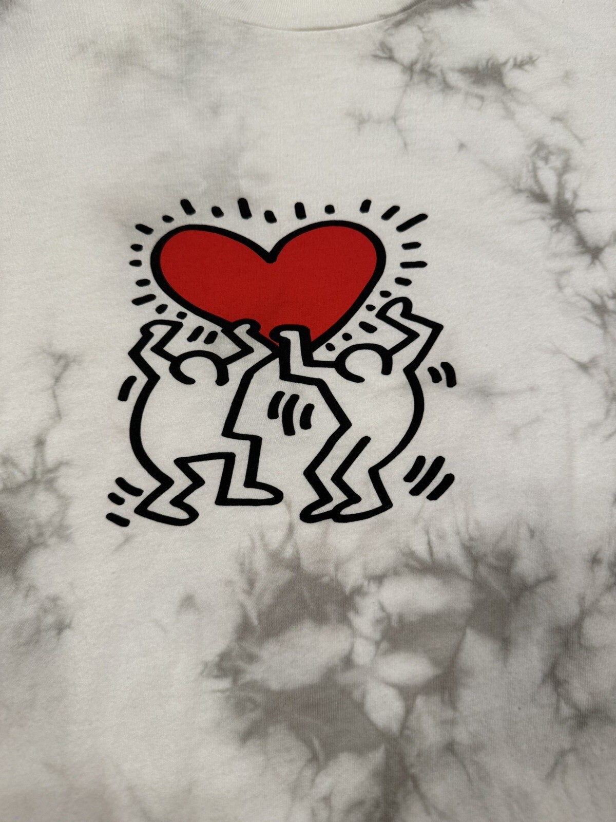 NWT Rare Keith Haring Heart Marble Tye Dye Mens Pop Street Art Tall XL Tee