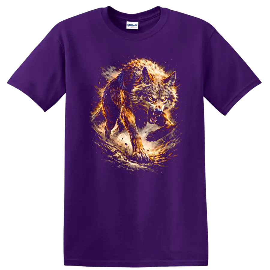 Fierce Wolf Graphic T Shirt Wild Animal Art Attack Tee Design Gift
