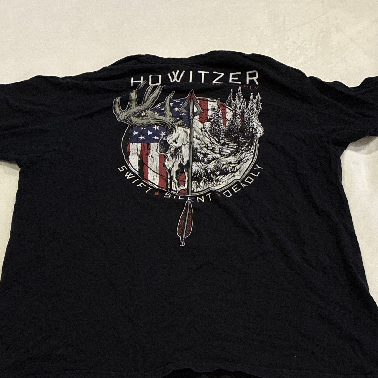 Howitzer Clothing Men&rsquo;s Black Double-Sided Logo Graphic Crew Neck T-Shirt XL
