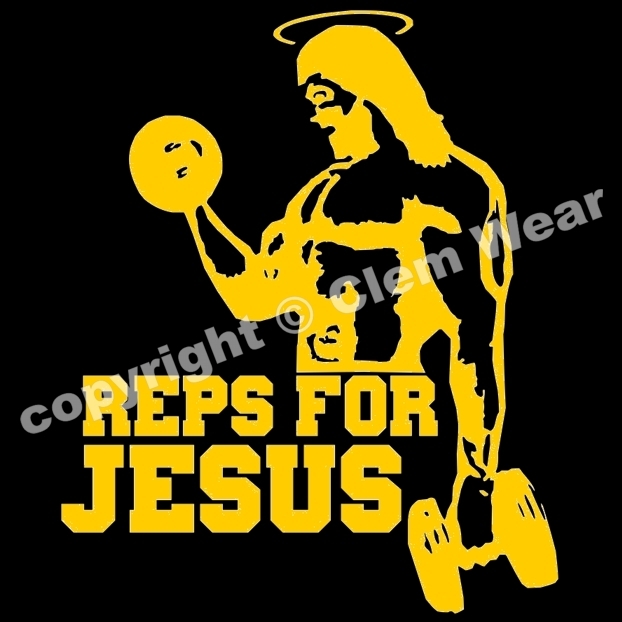 gym tshirt REPS FOR JESUS weight training funny T SHIRT tee lifting fitness rat