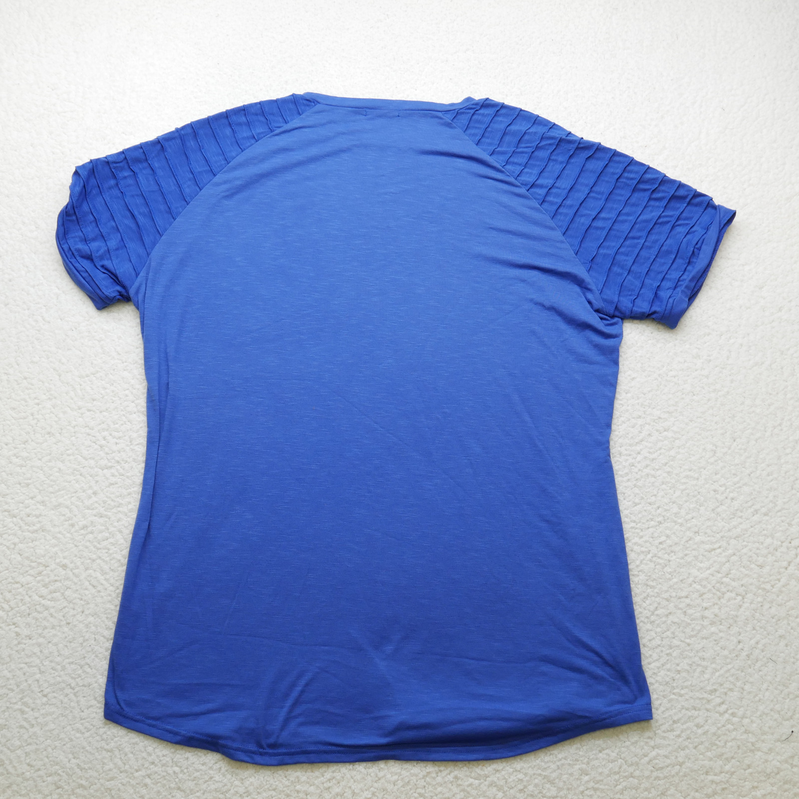 Coofandy Shirt Mens XXL Blue Short Sleeve Pleated Shoulder Stretch Casual