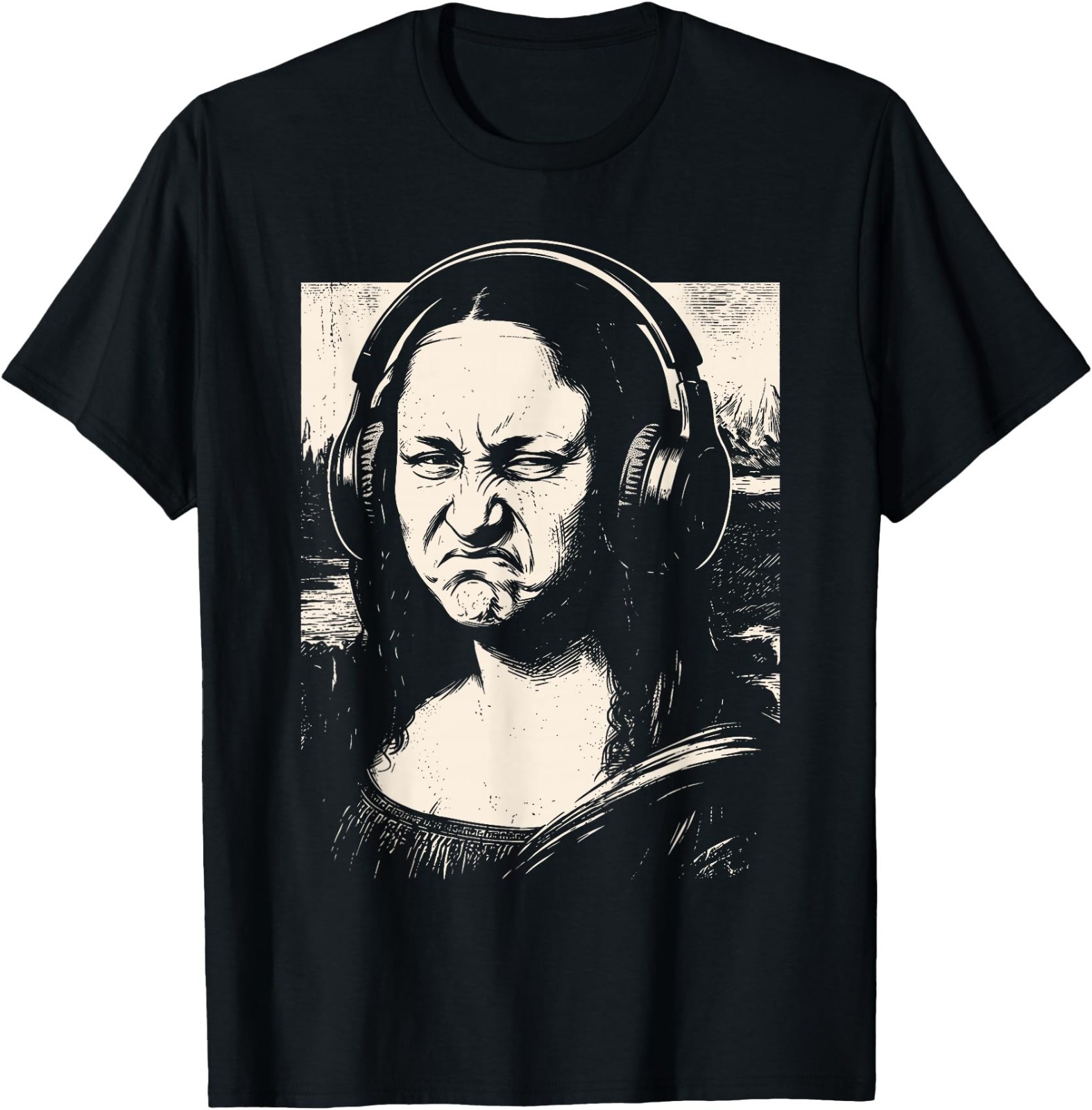 Mona Lisa Bass Face Funny Music Lovers DJs Producers T-Shirt