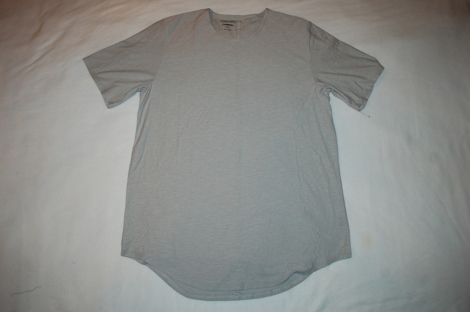 Mens S/S Tee Shirt GRAY MARLED / HEATHER Longer Length ROUND HEM Carbon SIZE XL