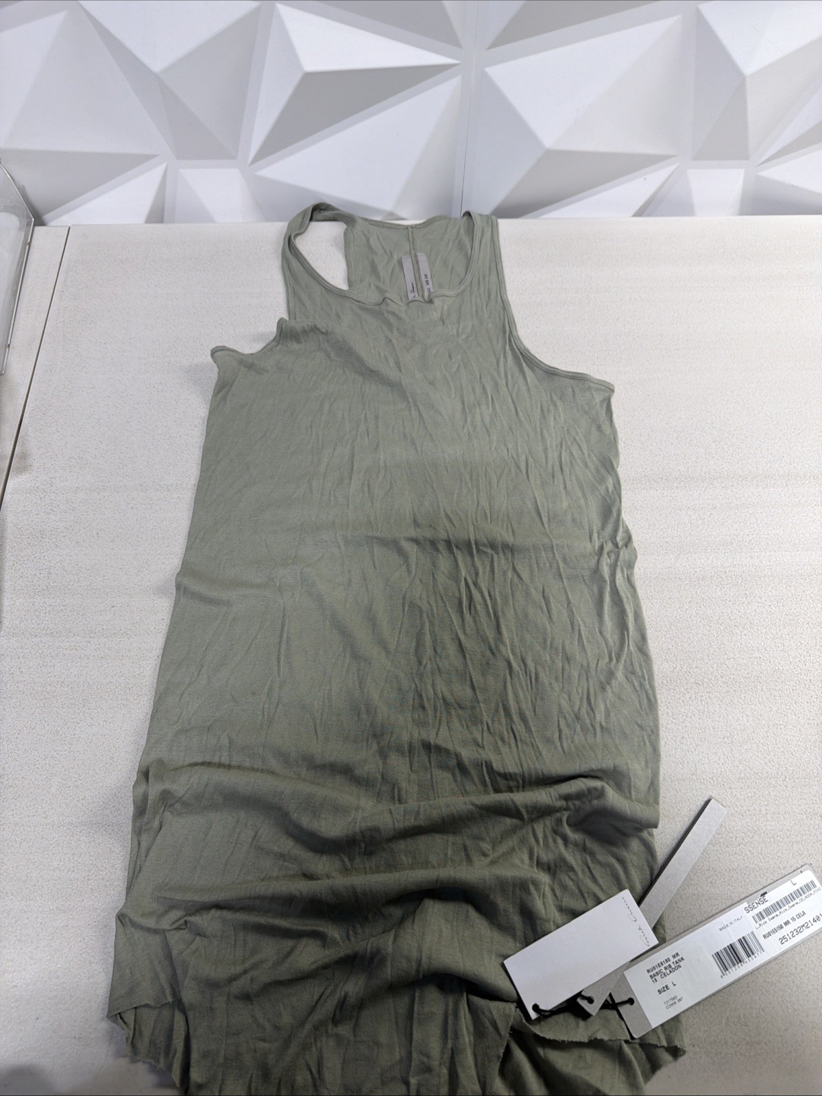 Rick Owens Basic Rib Tank Size Large Celadon UNISEX