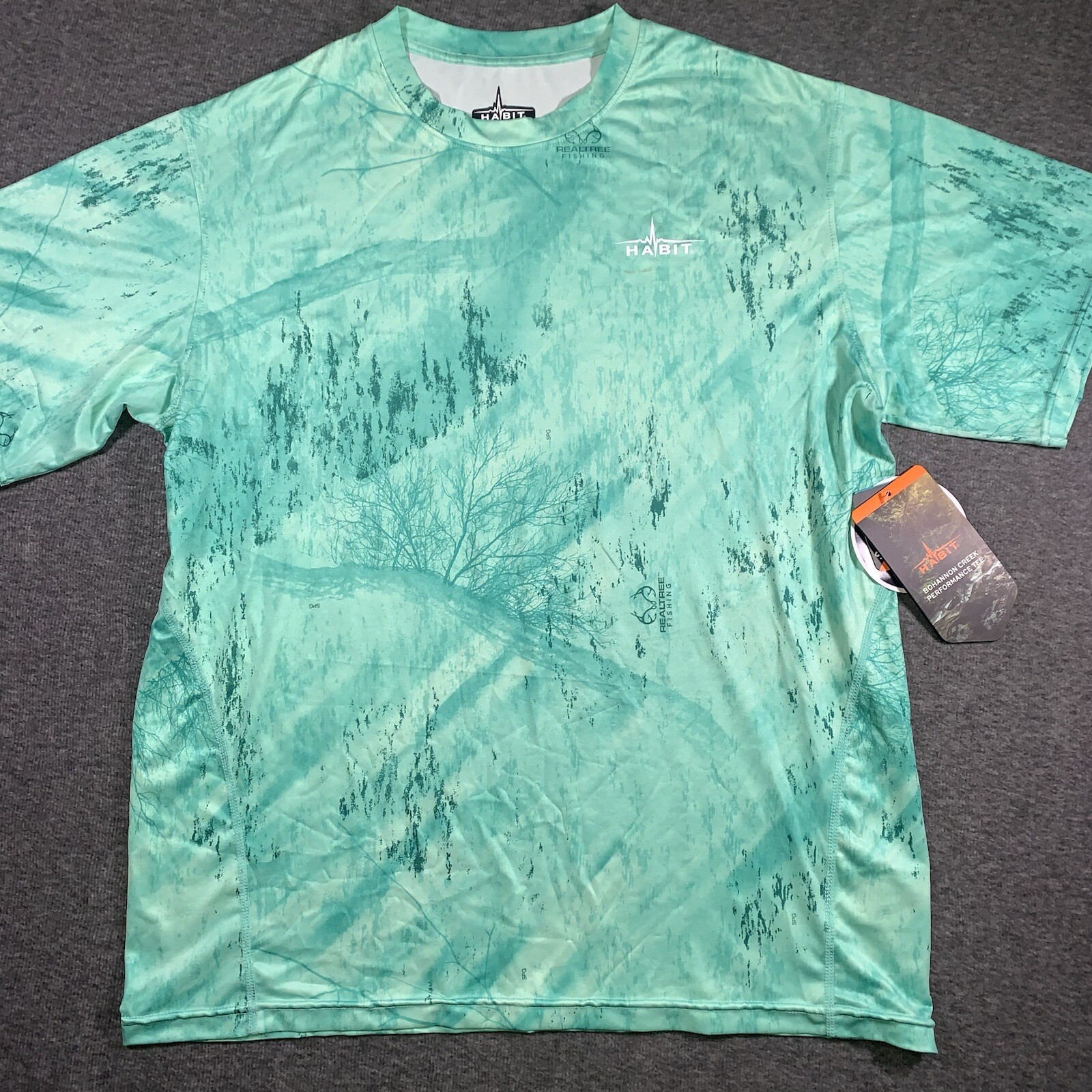 Habit Fishing Shirt Men&rsquo;s Medium Shockwave Green Short Sleeve Realtree NWT