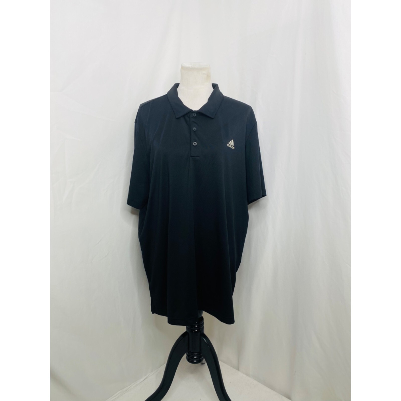 Adidas Mens XL Polo Shirt Black Short Sleeve Collared Athletic Golf