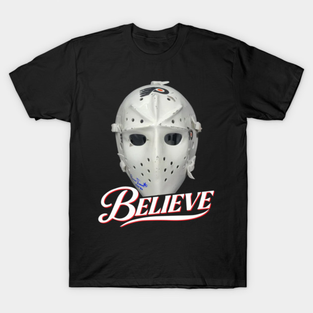 Believe Vintage Mask T-Shirt Retro Ice Hockey Goalie Graphic Tee Philadelphia