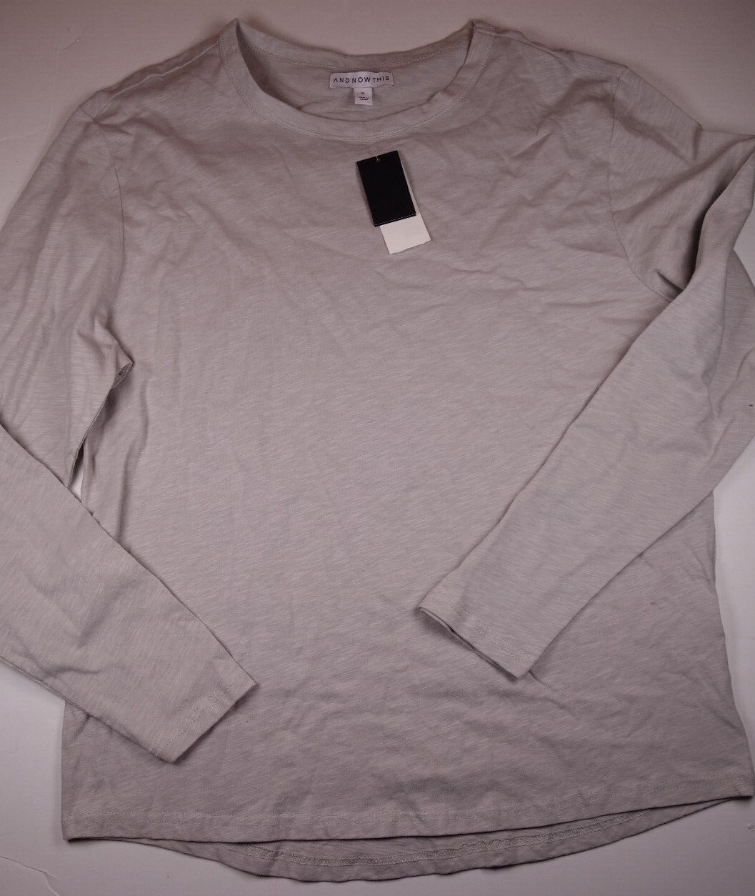 AND NOW THIS Light Gray 100% Cotton Long Sleeve T-Shirt NEW XL
