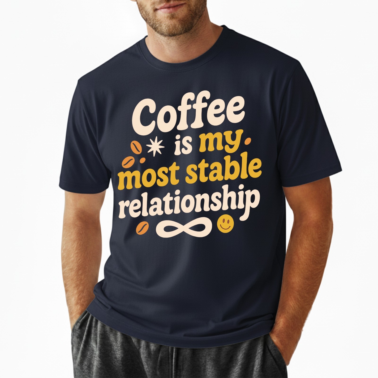 Coffee Most Stable Relationship T-Shirt Funny Coffee Lover Humor Tee S-5XL