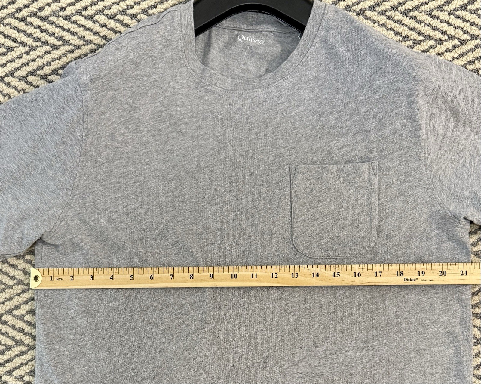 Quince Men’s L 100% Organic Cotton Pocket Tee T Shirt Heather Gray Large