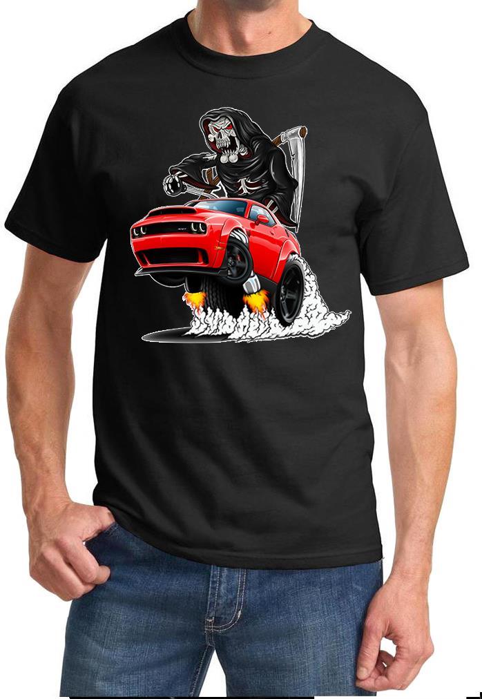 SRT Demon Challenger Reaper Skeleton Red Car Design Tshirt NEW